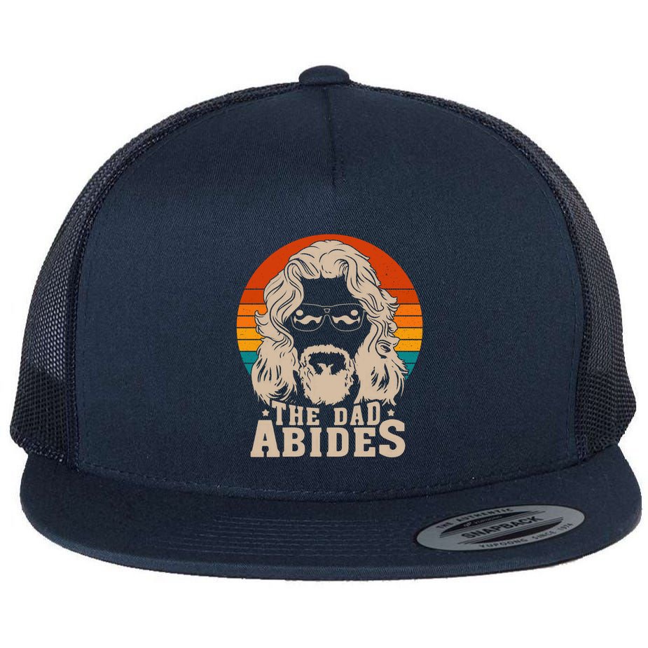 The Dad Abides Funny Fathers Day Retro Flat Bill Trucker Hat