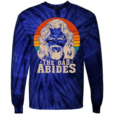 The Dad Abides Funny Fathers Day Retro Tie-Dye Long Sleeve Shirt