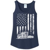 Truck Driver American Flag Trucker Vintage Gift Ladies Essential Tank