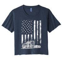 Truck Driver American Flag Trucker Vintage Gift Women's Crop Top Tee