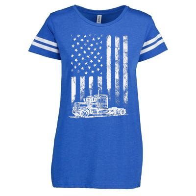 Truck Driver American Flag Trucker Vintage Gift Enza Ladies Jersey Football T-Shirt