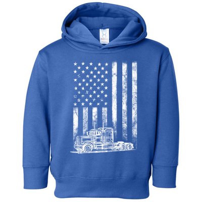 Truck Driver American Flag Trucker Vintage Gift Toddler Hoodie