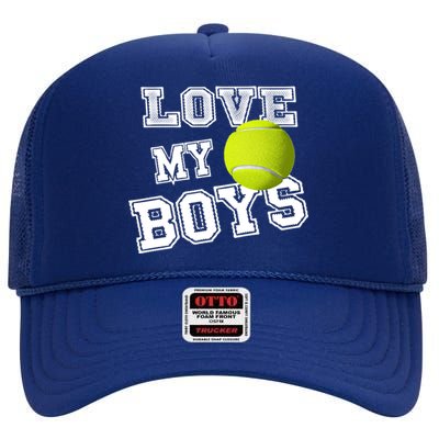 Tennis Dad And Tennis Mom I Love My Tennis Gift High Crown Mesh Back Trucker Hat