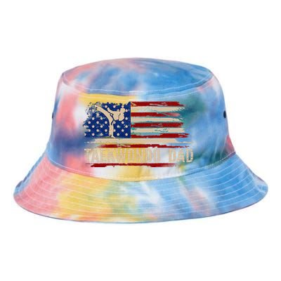 Taekwondo Dad American Usa Flag Sports The Kick Tie Dye Newport Bucket Hat