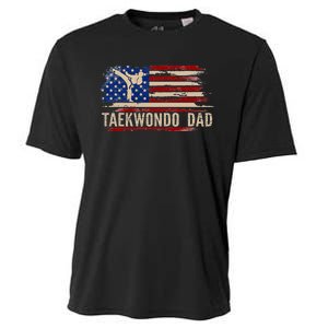 Taekwondo Dad American Usa Flag Sports The Kick Cooling Performance Crew T-Shirt