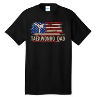 Taekwondo Dad American Usa Flag Sports The Kick Tall T-Shirt