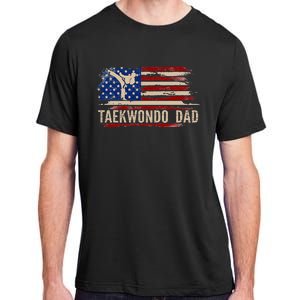 Taekwondo Dad American Usa Flag Sports The Kick Adult ChromaSoft Performance T-Shirt