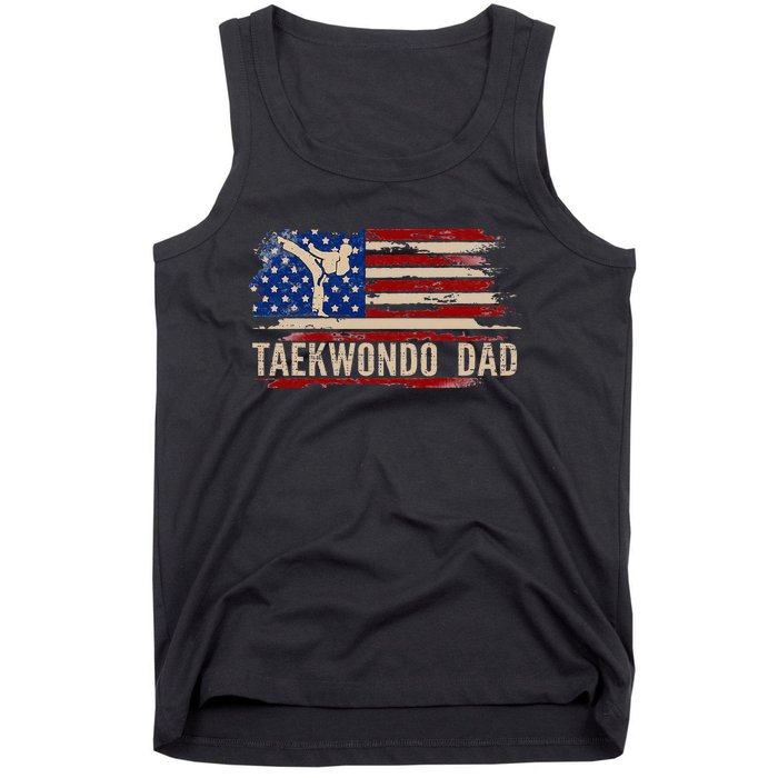 Taekwondo Dad American Usa Flag Sports The Kick Tank Top