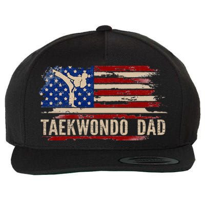 Taekwondo Dad American Usa Flag Sports The Kick Wool Snapback Cap