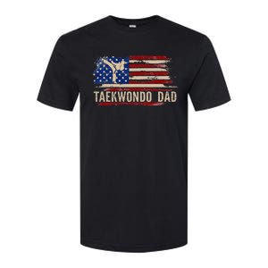 Taekwondo Dad American Usa Flag Sports The Kick Softstyle CVC T-Shirt