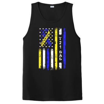 T21 Dad American Flag Down Syndrome Awareness Gift PosiCharge Competitor Tank