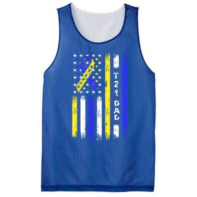 T21 Dad American Flag Down Syndrome Awareness Gift Mesh Reversible Basketball Jersey Tank