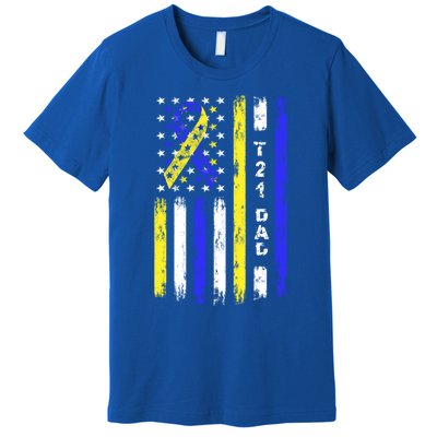 T21 Dad American Flag Down Syndrome Awareness Gift Premium T-Shirt