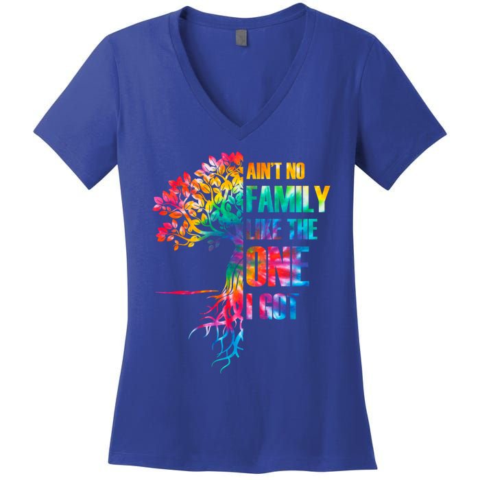 Tie Dye Ain't No Family Like The One I Got Family Reunion Cool Gift Women's V-Neck T-Shirt