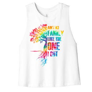 Tie Dye Ain't No Family Like The One I Got Family Reunion Cool Gift Women's Racerback Cropped Tank