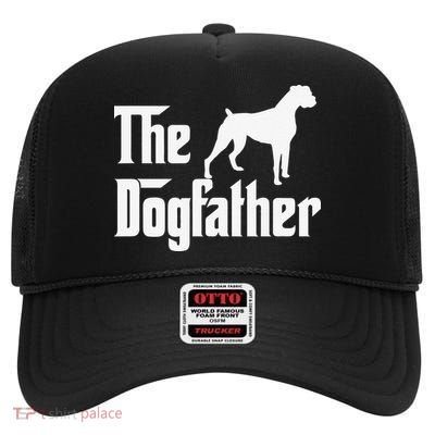 The Dogfather Boxer Dog Lover Dad High Crown Mesh Back Trucker Hat