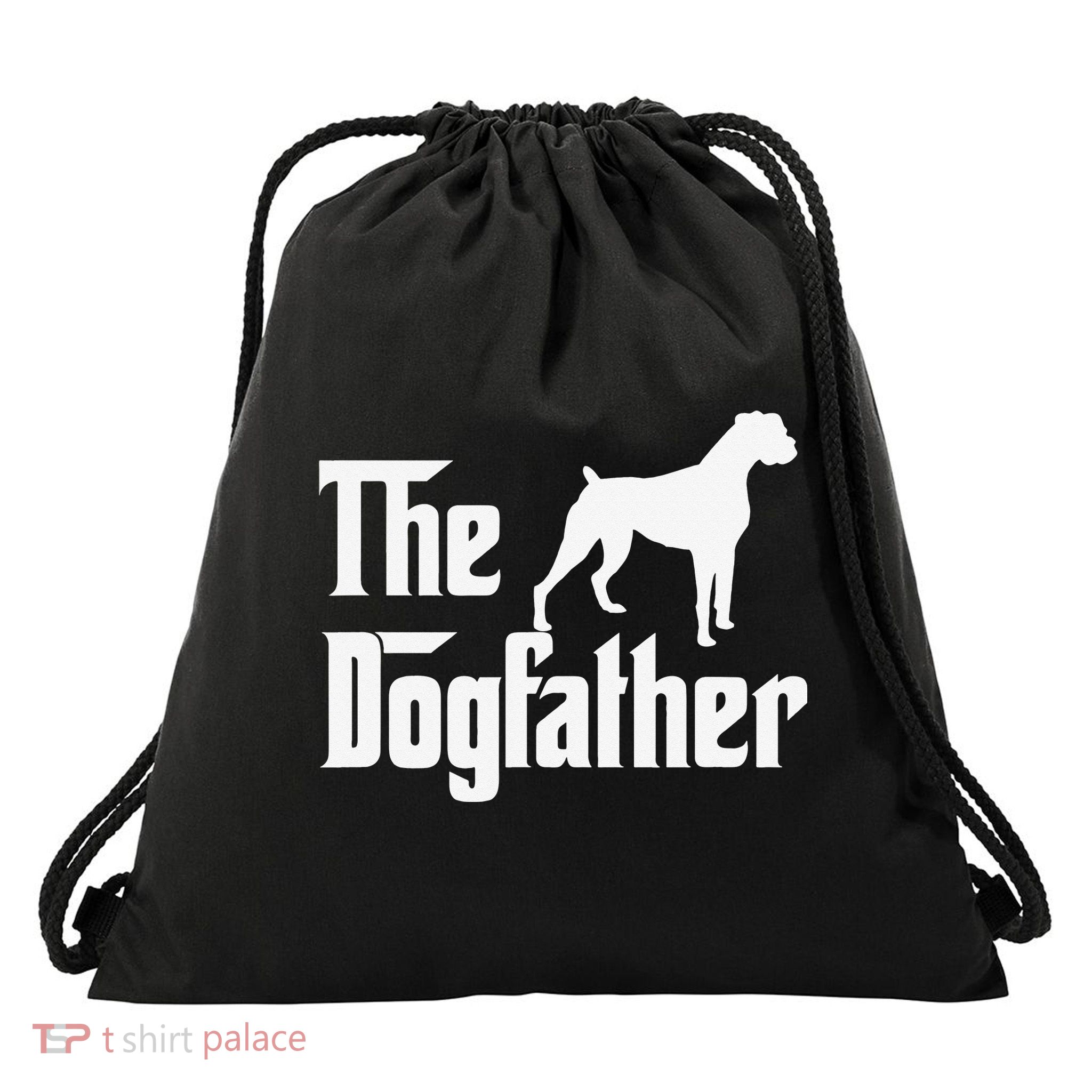 The Dogfather Boxer Dog Lover Dad Drawstring Bag