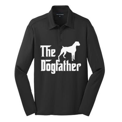 The Dogfather Boxer Dog Lover Dad Silk Touch Performance Long Sleeve Polo