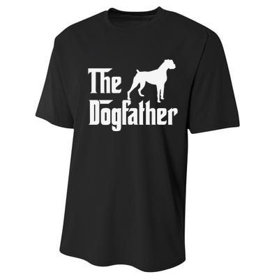 The Dogfather Boxer Dog Lover Dad Performance Sprint T-Shirt