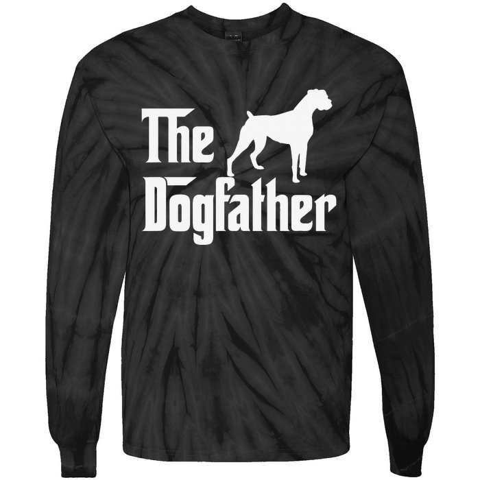 The Dogfather Boxer Dog Lover Dad Tie-Dye Long Sleeve Shirt