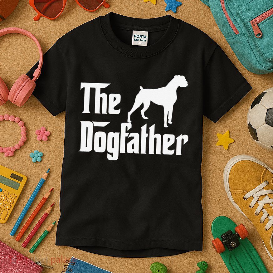 The Dogfather Boxer Dog Lover Dad Kids T-Shirt