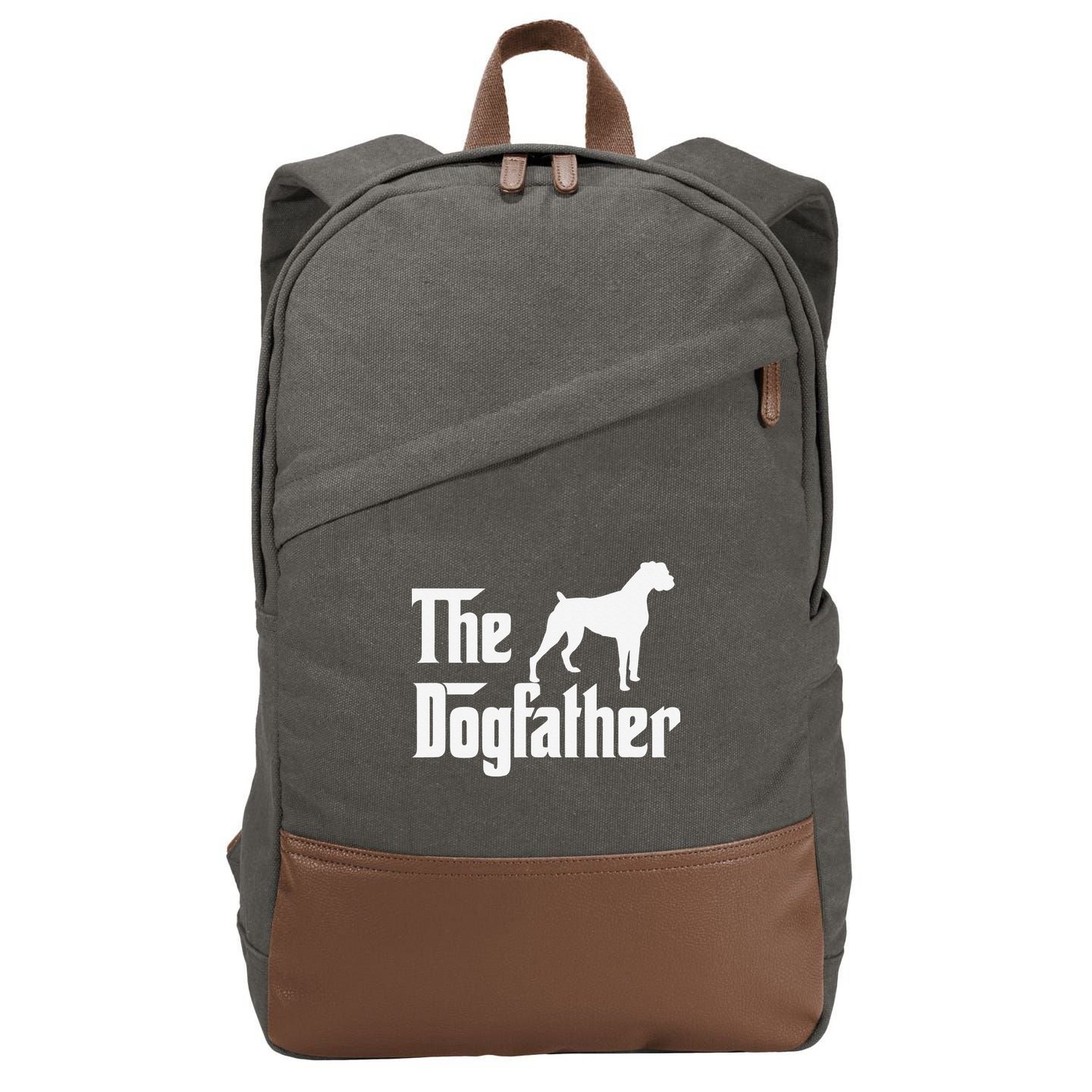 The Dogfather Boxer Dog Lover Dad Cotton Canvas Backpack