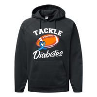 Tackle Diabetes Blue Football Type 1 T1D Diabetes Awareness Performance Fleece Hoodie