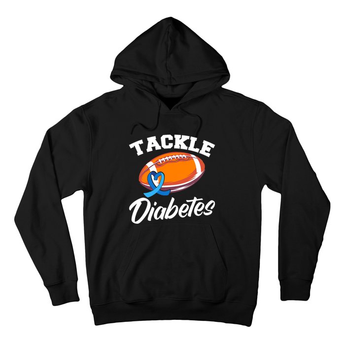 Tackle Diabetes Blue Football Type 1 T1D Diabetes Awareness Hoodie