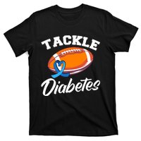 Tackle Diabetes Blue Football Type 1 T1D Diabetes Awareness T-Shirt