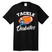 Tackle Diabetes Blue Football Type 1 T1D Diabetes Awareness Tall T-Shirt