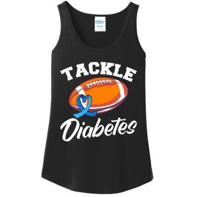 Tackle Diabetes Blue Football Type 1 T1D Diabetes Awareness Ladies Essential Tank