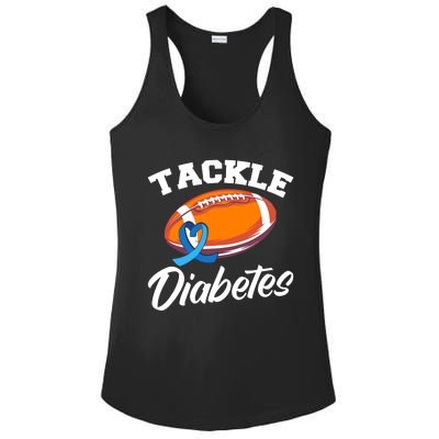 Tackle Diabetes Blue Football Type 1 T1D Diabetes Awareness Ladies PosiCharge Competitor Racerback Tank