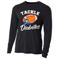 Tackle Diabetes Blue Football Type 1 T1D Diabetes Awareness Cooling Performance Long Sleeve Crew