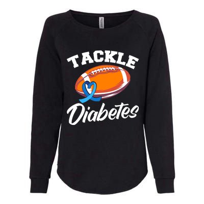 Tackle Diabetes Blue Football Type 1 T1D Diabetes Awareness Womens California Wash Sweatshirt