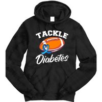 Tackle Diabetes Blue Football Type 1 T1D Diabetes Awareness Tie Dye Hoodie