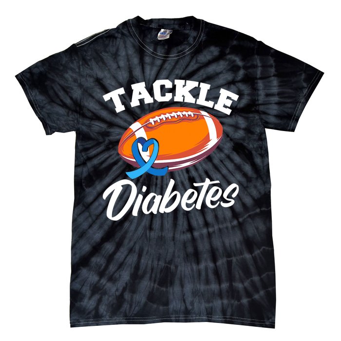 Tackle Diabetes Blue Football Type 1 T1D Diabetes Awareness Tie-Dye T-Shirt