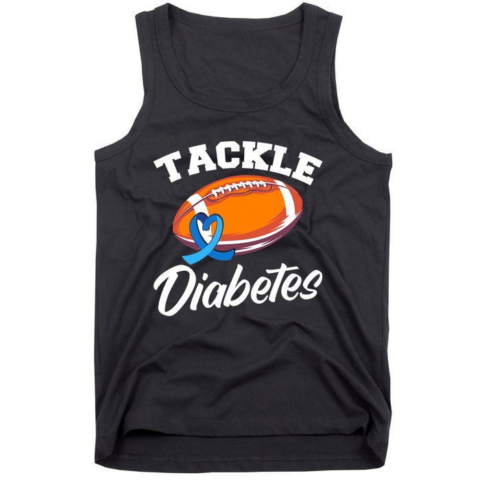 Tackle Diabetes Blue Football Type 1 T1D Diabetes Awareness Tank Top