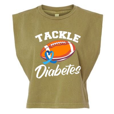 Tackle Diabetes Blue Football Type 1 T1D Diabetes Awareness Garment-Dyed Women's Muscle Tee