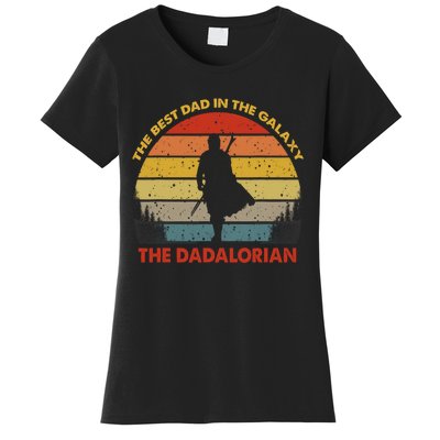 The Dadalorian Best Dad In The Galaxy Retro Vintage Women's T-Shirt