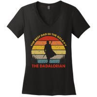 The Dadalorian Best Dad In The Galaxy Retro Vintage Women's V-Neck T-Shirt