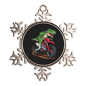 Trex Dirt Bike For Boy Dinosaur Riding Motorcycle Metallic Star Ornament