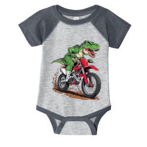 Trex Dirt Bike For Boy Dinosaur Riding Motorcycle Infant Baby Jersey Bodysuit