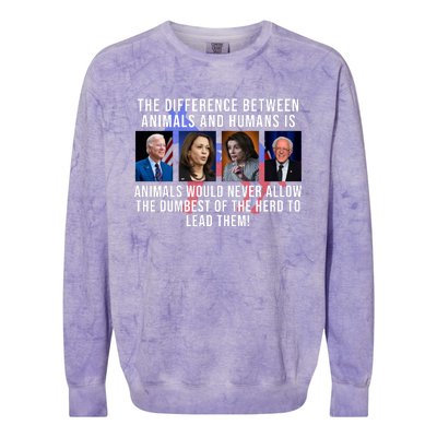 The Difference Between Animals And Humans Funny Democrat Colorblast Crewneck Sweatshirt