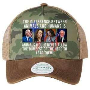 The Difference Between Animals And Humans Funny Democrat Legacy Tie Dye Trucker Hat