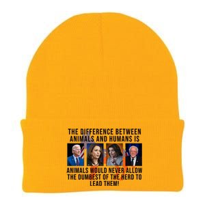 The Difference Between Animals And Humans Funny Democrat Knit Cap Winter Beanie