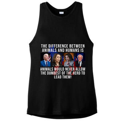 The Difference Between Animals And Humans Funny Democrat Ladies PosiCharge Tri-Blend Wicking Tank
