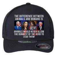 The Difference Between Animals And Humans Funny Democrat Flexfit Unipanel Trucker Cap