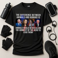 The Difference Between Animals And Humans Funny Democrat Cooling Performance Crew T-Shirt