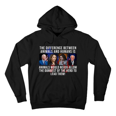 The Difference Between Animals And Humans Funny Democrat Hoodie