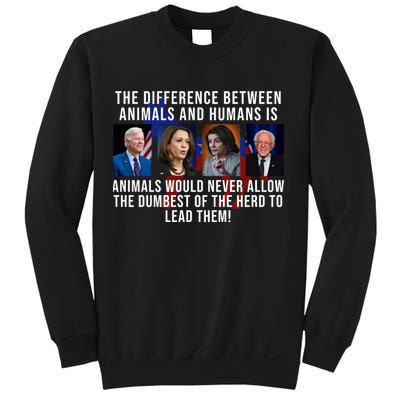 The Difference Between Animals And Humans Funny Democrat Sweatshirt